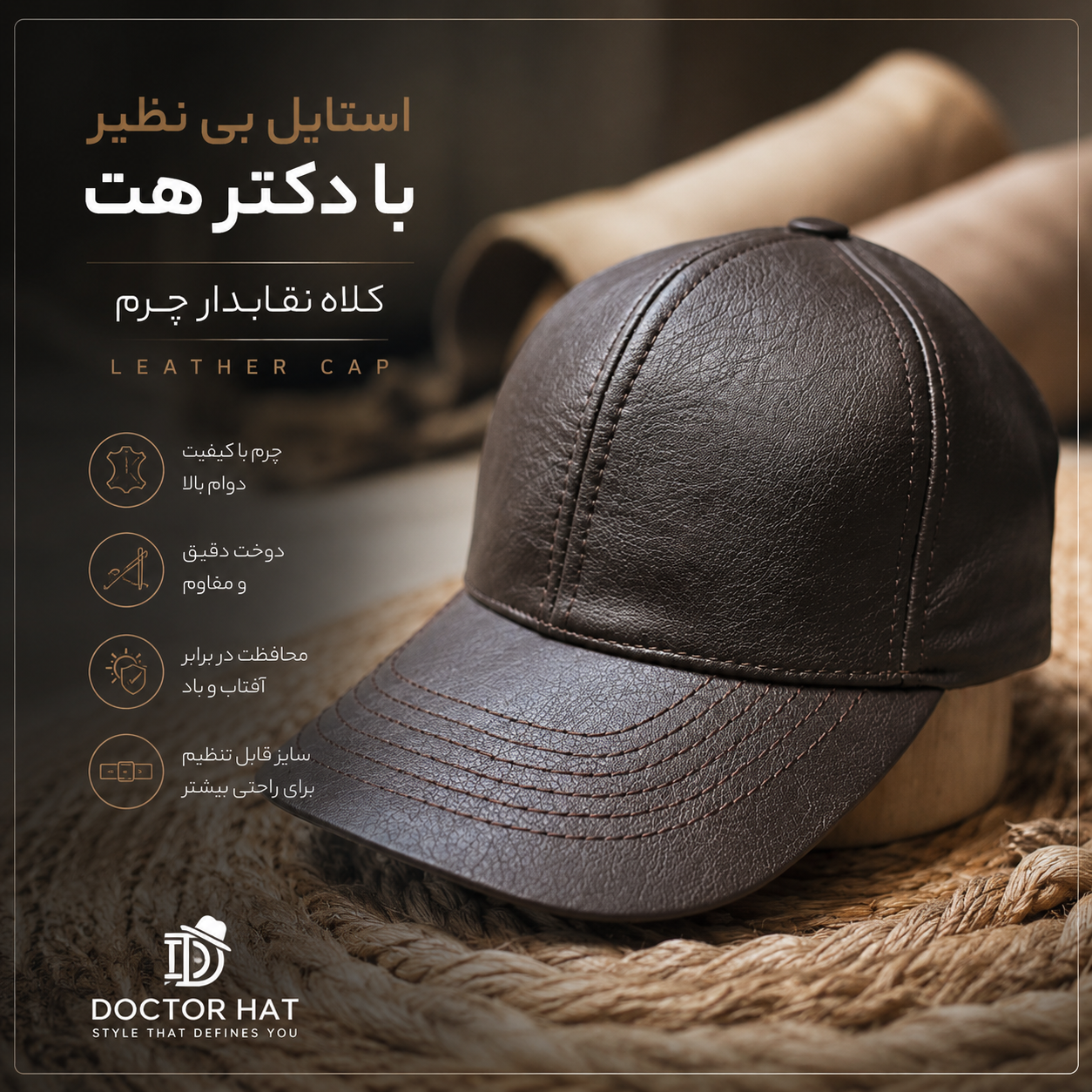 کلاه نقابدار بیسبالی چرم