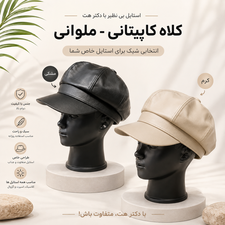 کلاه کاپیتانی - ملوانی چرمی زنانه و مردانه