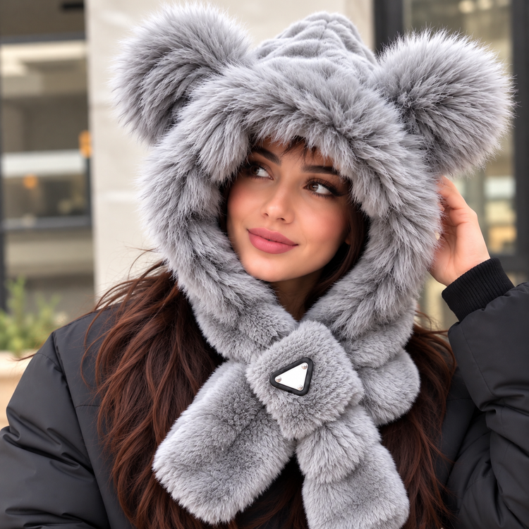 کلاه شالگردن سرهمی خز دخترانه و زنانه