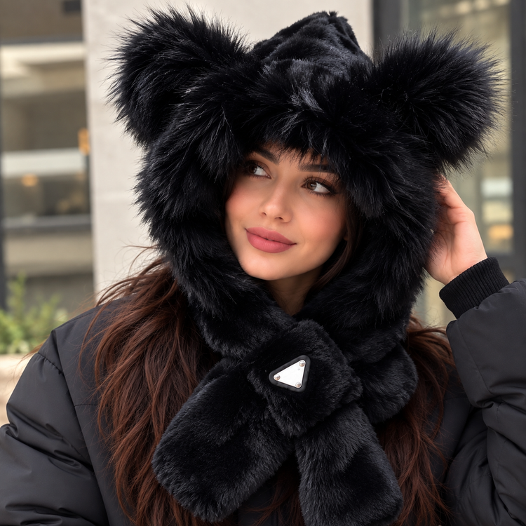 کلاه شالگردن سرهمی خز دخترانه و زنانه